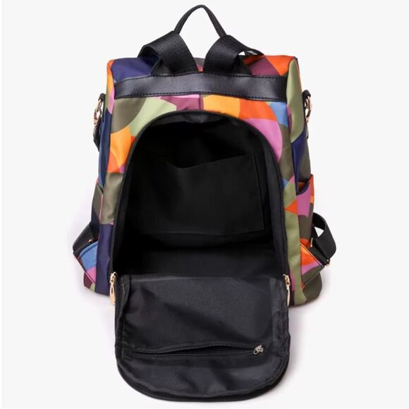 POABA Multifunction Oxford Cloth Shoulder Multicolor Abstract Circles Backpack - Picture 2 of 14